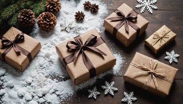 Papier cadeau monts enneigés chocolat : l'art d'emballer avec goût